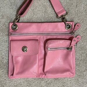 💫RARE✨ 🦄 ROOTS Pink Leather Villager Crossbody Bag